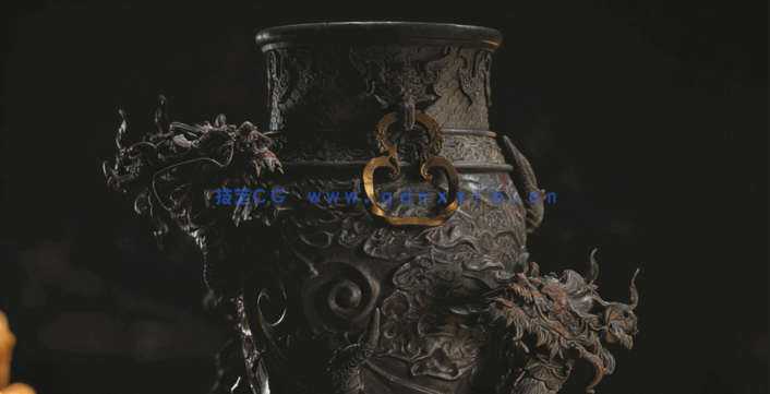 Zbrush龙形花纹造型古董花瓶完整雕刻训练视频教程 (图5)