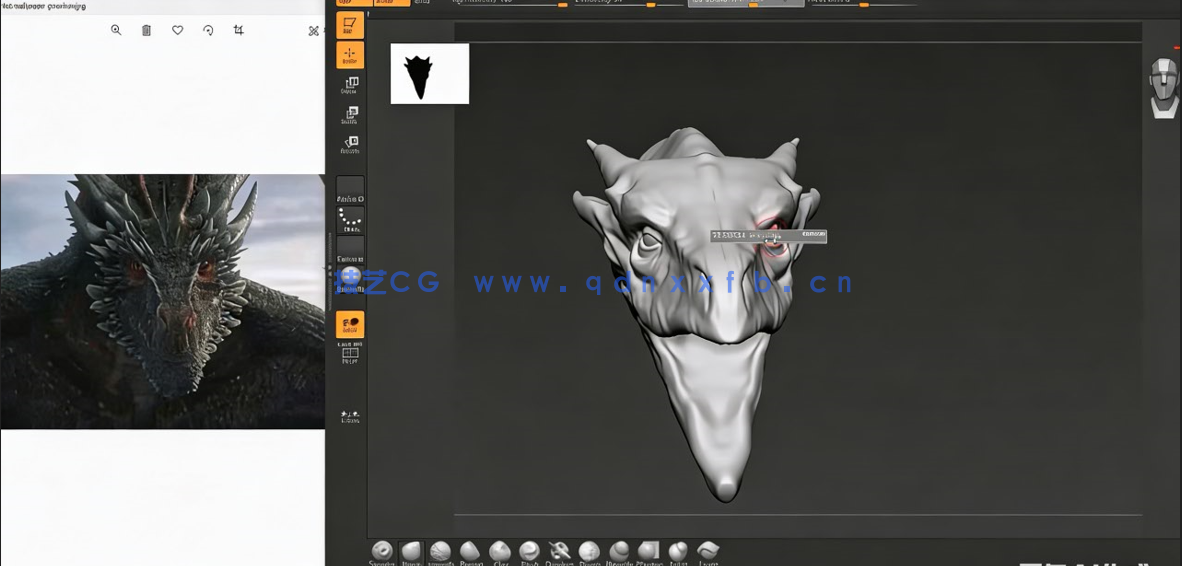 Zbrush冰霜巨龙雕刻制作大师班视频教程(图4)