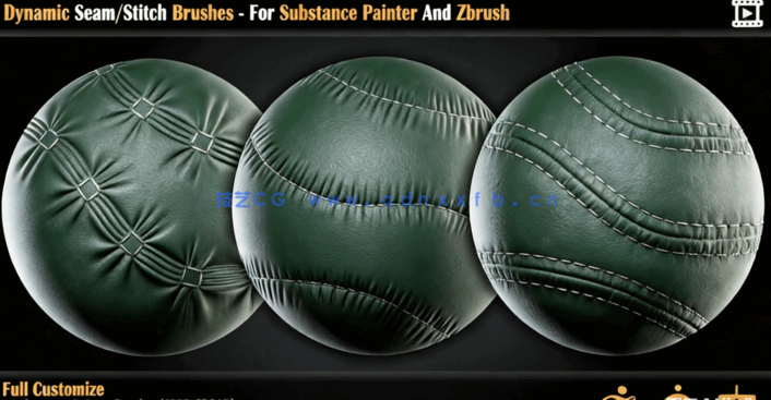 动态缝线/针法笔刷适用于Substance Painter 和 Zbrush + Alpha 纹理动态缝线/针法笔刷适用于Substance Painter 和 Zbrush + Alpha 纹理(图3)