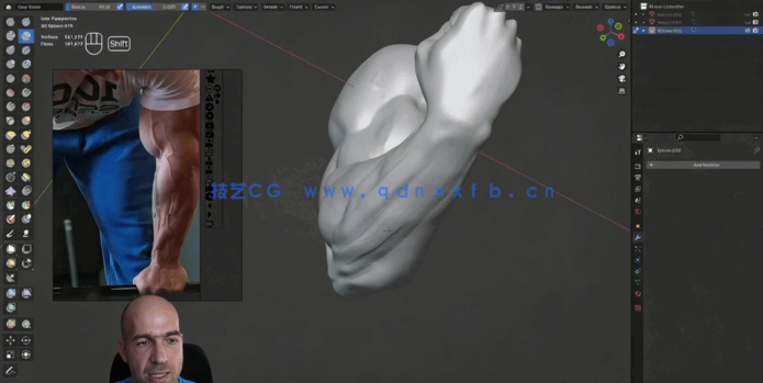 ZBrush人体手臂和手部解剖雕刻建模技术视频教程(图6)