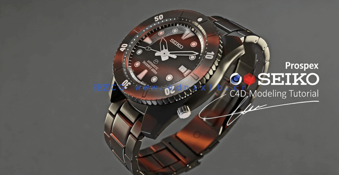免费下载3小时47分钟高级C4D对照参考图高精度手表工业建模教程(图1)