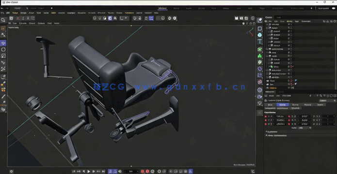 C4D游戏电竞椅完整建模流程摄像机动画渲染后期合成高级教程(图4)