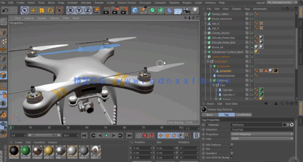 C4D无人机建模渲染视频教程 大疆精灵3(图5)