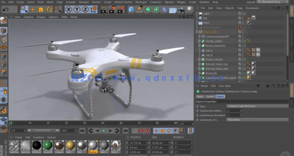 C4D无人机建模渲染视频教程 大疆精灵3(图8)
