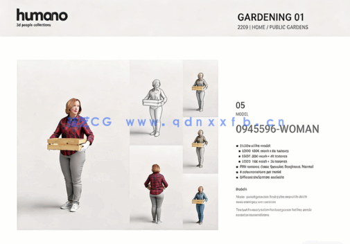 6个姿势3d人物模型Humano 3D- 2209 - Gardening 01(图4)