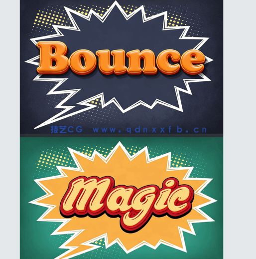 可爱卡通插画漫画风格艺术特效PSD字模(图3)