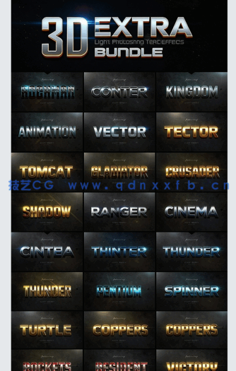 3D立体彩色金属质感艺术特效PSD字模第二季(图2)