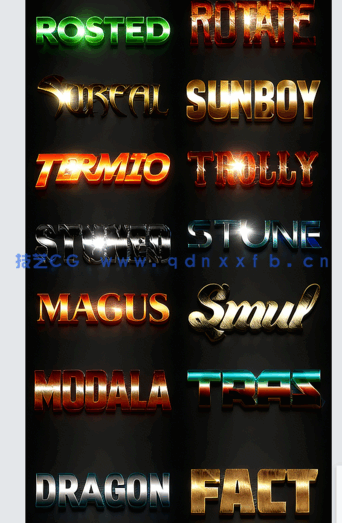 50组闪耀反光金属质感艺术特效PSD字模(图2)