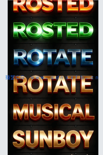 50组闪耀反光金属质感艺术特效PSD字模(图4)