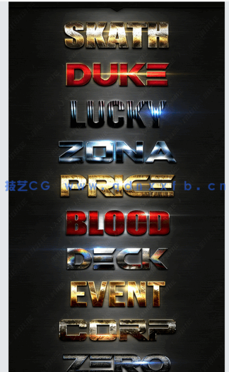 10组现代光泽金属质感艺术特效PSD字模第二季(图2)