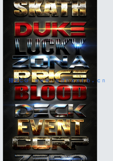 10组现代光泽金属质感艺术特效PSD字模第二季(图3)