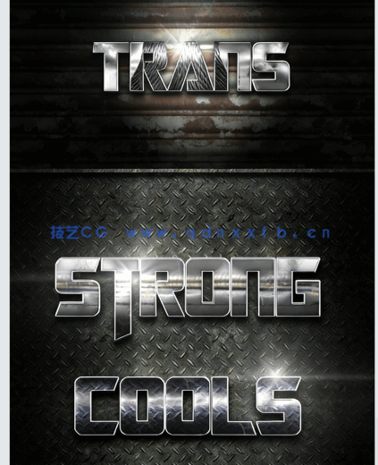 反光金属质感独特印花艺术特效PSD字模(图1)
