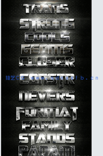 反光金属质感独特印花艺术特效PSD字模(图3)