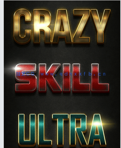 3D时尚暗色系光泽金属质感艺术特效PSD字模第五季(图2)