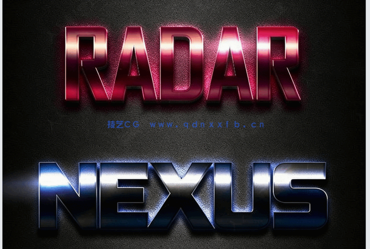 现代时尚发光效果金属质感艺术特效PSD字模第五季(图5)