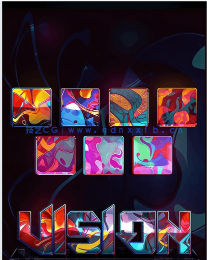多彩绚丽玻璃质感不同花纹3D字体艺术特效PSD字模(图1)
