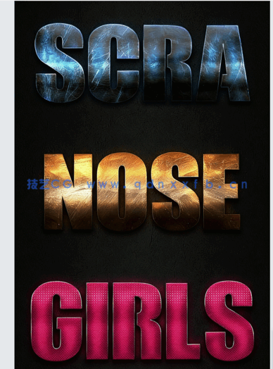 10组磨砂光泽纹理金属质感艺术特效PSD字模第九季(图1)