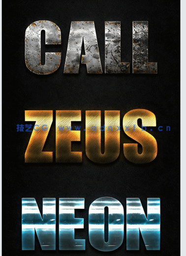 10组磨砂光泽纹理金属质感艺术特效PSD字模第九季(图3)