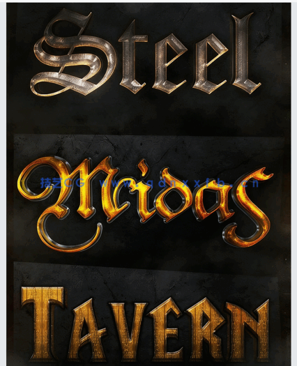 酷炫立体金属质感繁体艺术特效PSD字模(图2)