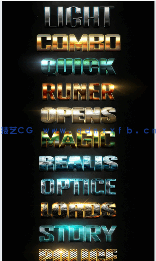 10组专业金属光泽文字艺术特效PSD字模第二季(图2)