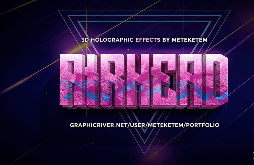 绚丽多彩霓虹灯渐变色特效PSD字模(图1)