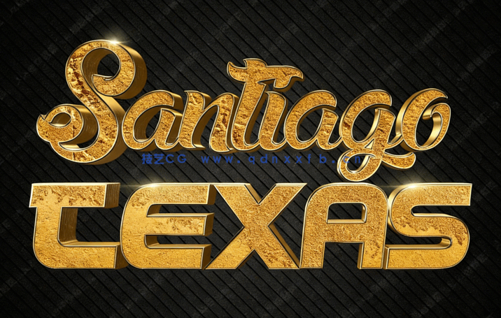 3D闪耀黄金文字特效PSD字模(图1)