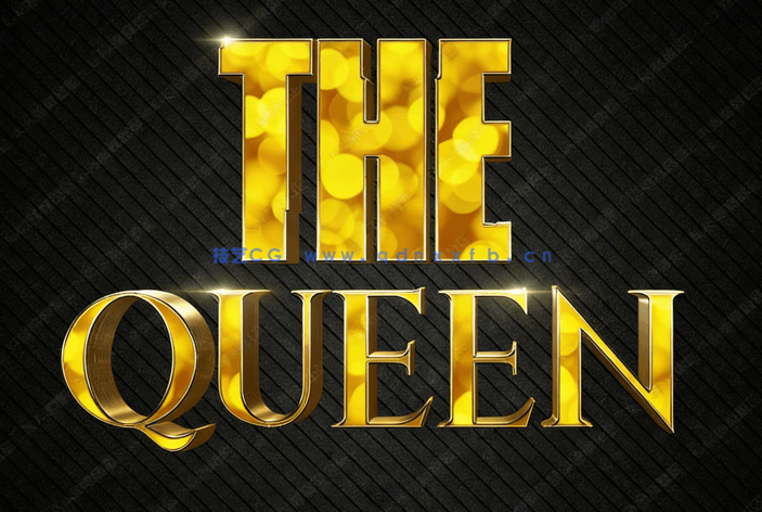 3D闪耀黄金文字特效PSD字模(图2)