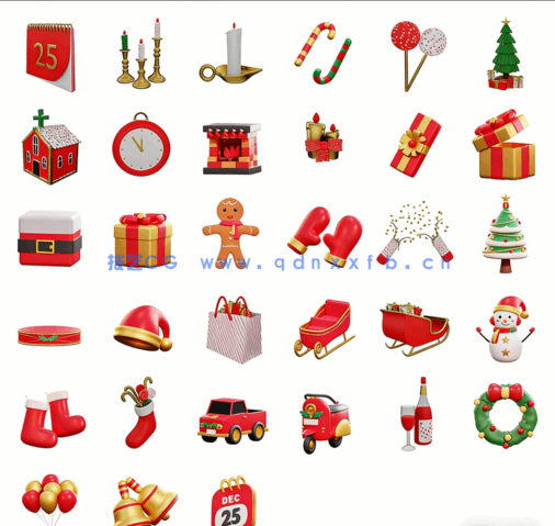 33个C4D圣诞节主题卡通风格装饰元素模型合集(图1)