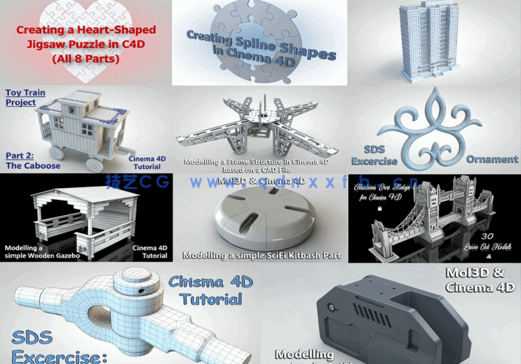11案例工业机械零件C4D中文字幕布线卡边建模教程(图1)