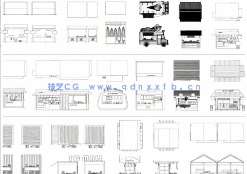 2026年最新摊位CAD图库CAD快餐车(图2)
