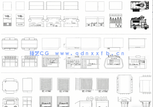 2026年最新摊位CAD图库CAD快餐车(图4)