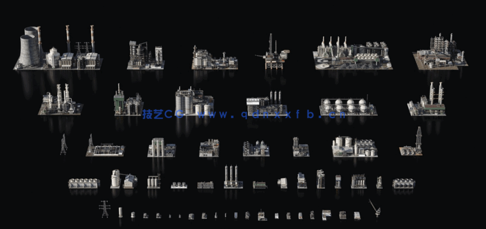 [建筑景观] 重工业工厂炼油厂反应堆炼钢厂建筑环境场景3D模型 完整版(图3)