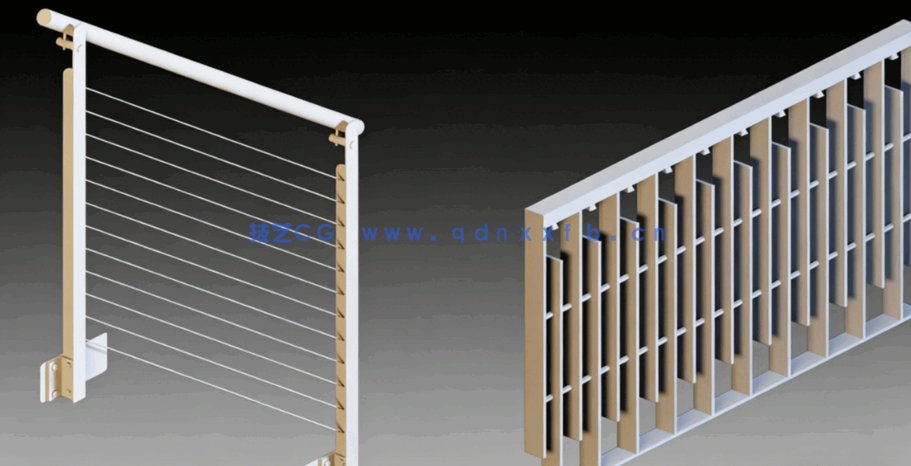 [建筑景观] 50款古典铁艺现代围栏田园木栅3D模型合集(图6)