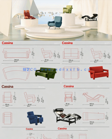 国外家居品牌CASSINA家具CAD图块+PSD分层素材+3D模型(图1)