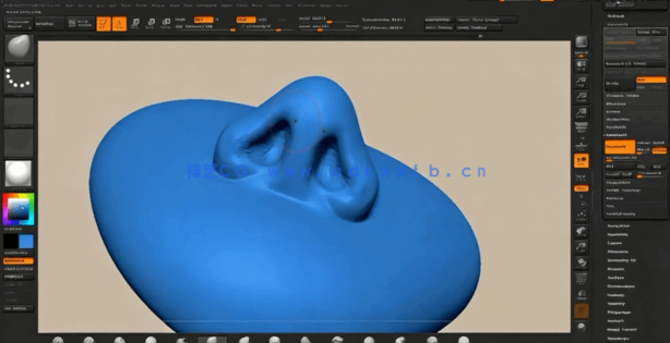Zbrush人物脸部五官雕刻实例制作视频教程 (图4)