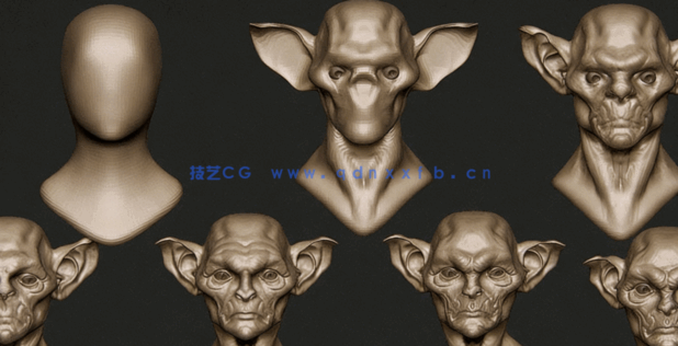 Zbrush兽人半身像概念艺术雕刻技术训练视频教程(图3)