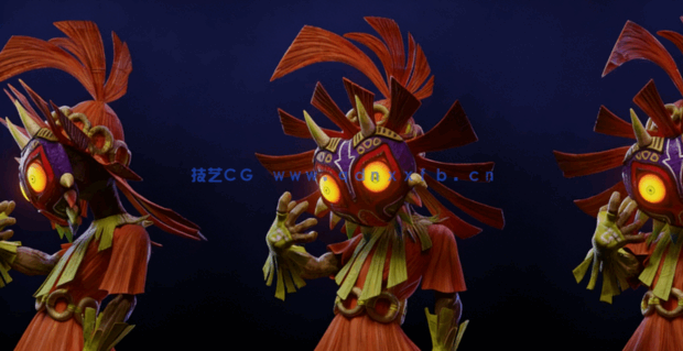 Zbrush塞尔达传说游戏马约拉面具雕刻制作流程视频教程(图2)