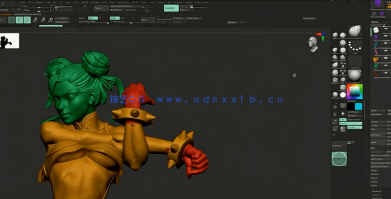 ZBrush街霸游戏春丽女性角色雕刻实例制作视频教程 (图5)
