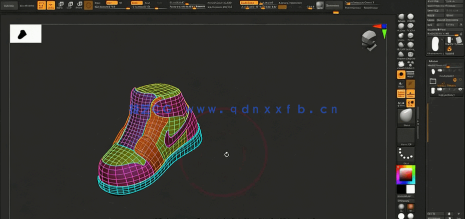 ZBrush逼真耐克Nike运动鞋实例雕刻视频教程(图3)