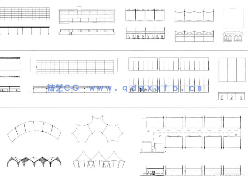 2026年最新车棚CAD图库CAD遮阳棚CAD动车充电棚CAD非机动车棚CAD固定式车棚(图2)