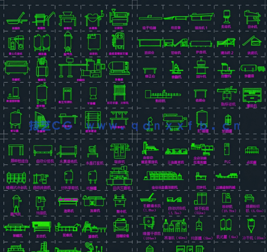 500个食品专业工艺流程图机械设备图块流程图机械设备立面图(图2)
