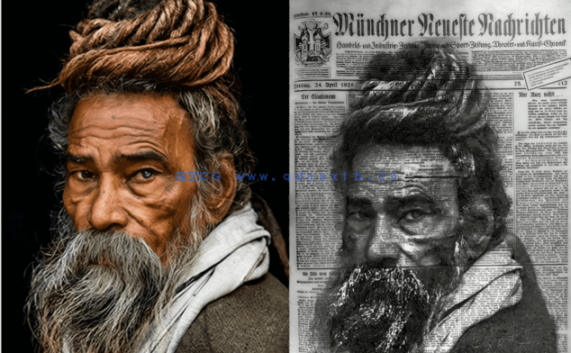 新闻黑白报纸纹理效果人像PSD模板(图5)