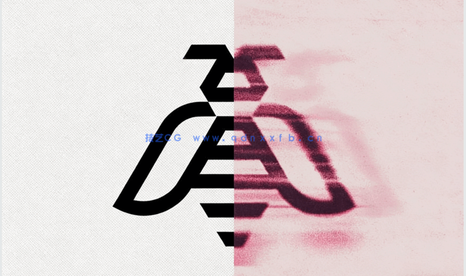 模糊脏热印刷抽象插图效果PSD模板(图3)