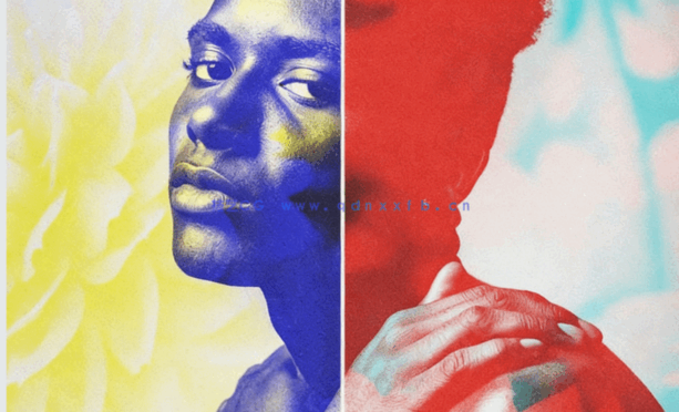 双曝光重叠彩色玻璃片海报效果PSD模板(图2)