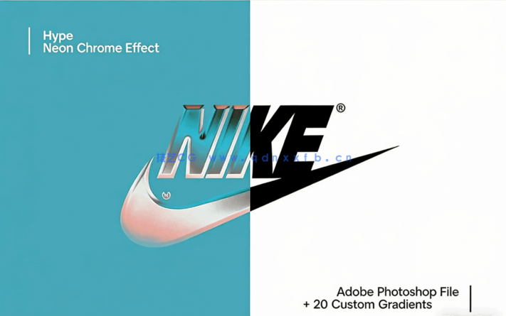 独特生动立体霓虹镀铬效果标志文字PSD模板(图4)