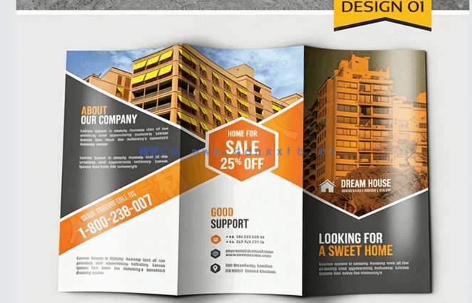 三折页宣传单效果商务广告PSD模板(图3)