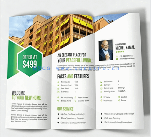 三折页宣传单效果商务广告PSD模板(图4)