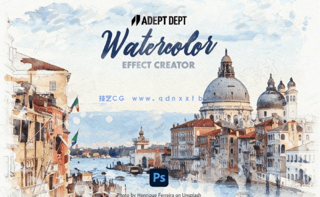 水彩画效果绘画人像场景艺术图像处理特效PS动作(图3)