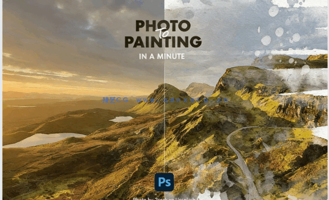 水彩画效果绘画人像场景艺术图像处理特效PS动作(图2)