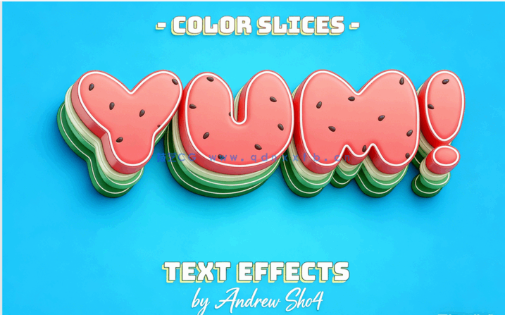 8种简单彩色夏季清爽风格艺术文字样式PSD模板(图1)